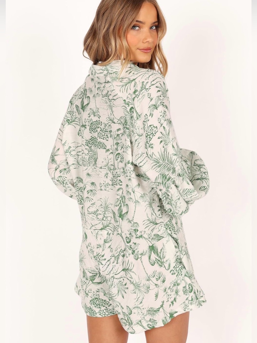 Petal & Pup White and Green Tropical Print Romper NWOT - Picture 4 of 8